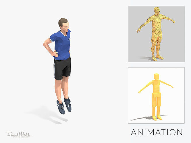 Frog Jump  Exercise Man Animation Low-poly 3D model