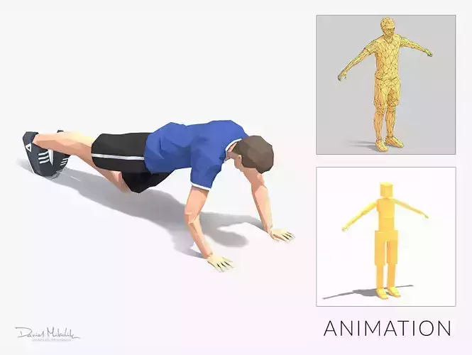 Grasshoper PushUps Exercise Man Animation