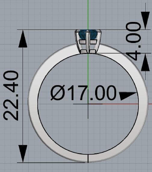 Ring with gem size 17 mm 3D print model_6