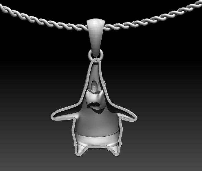 Patrick Star Pendant Sculpture jewelry gold 3D print model_6
