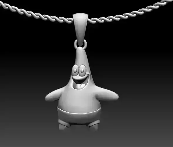 Patrick Star Pendant Sculpture jewelry gold 3D print model