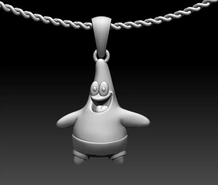 Patrick Star Pendant Sculpture jewelry gold 3D print model_0
