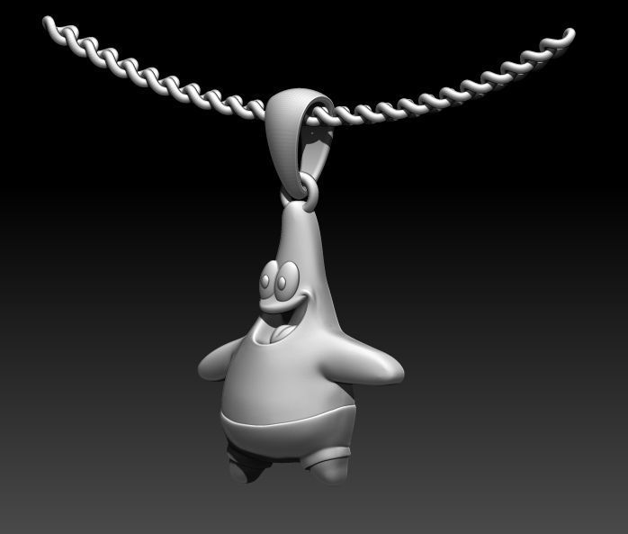 Patrick Star Pendant Sculpture jewelry gold 3D print model_2