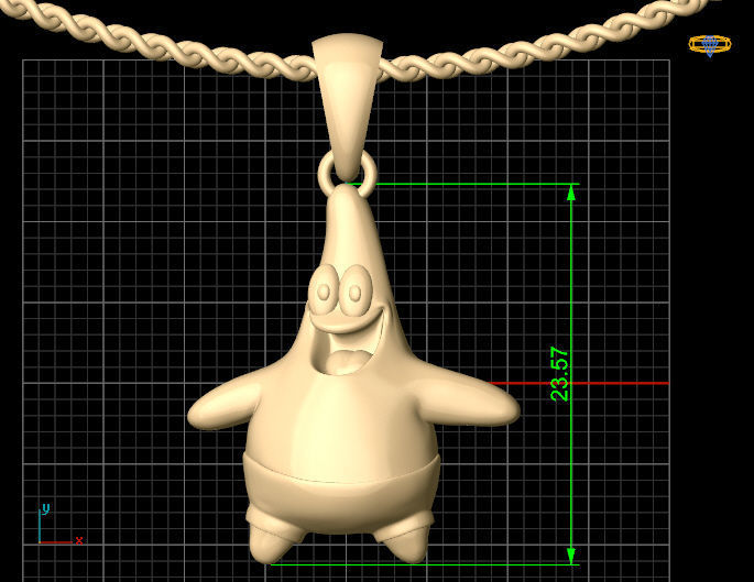 Patrick Star Pendant Sculpture jewelry gold 3D print model_10