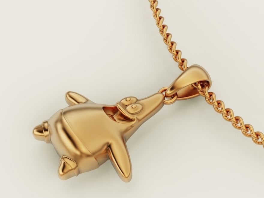 Patrick Star Pendant Sculpture jewelry gold 3D print model_3