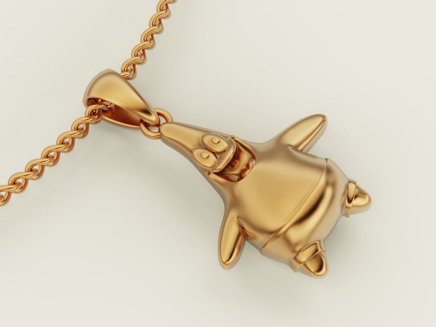 Patrick Star Pendant Sculpture jewelry gold 3D print model_5