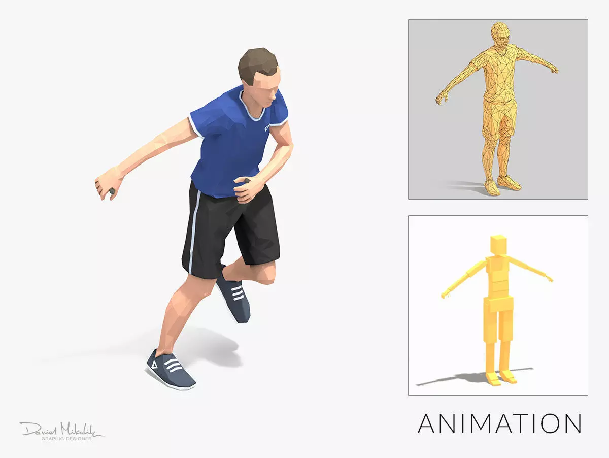 Lateral jump Exercise Man Animation Low-poly 3D model_0