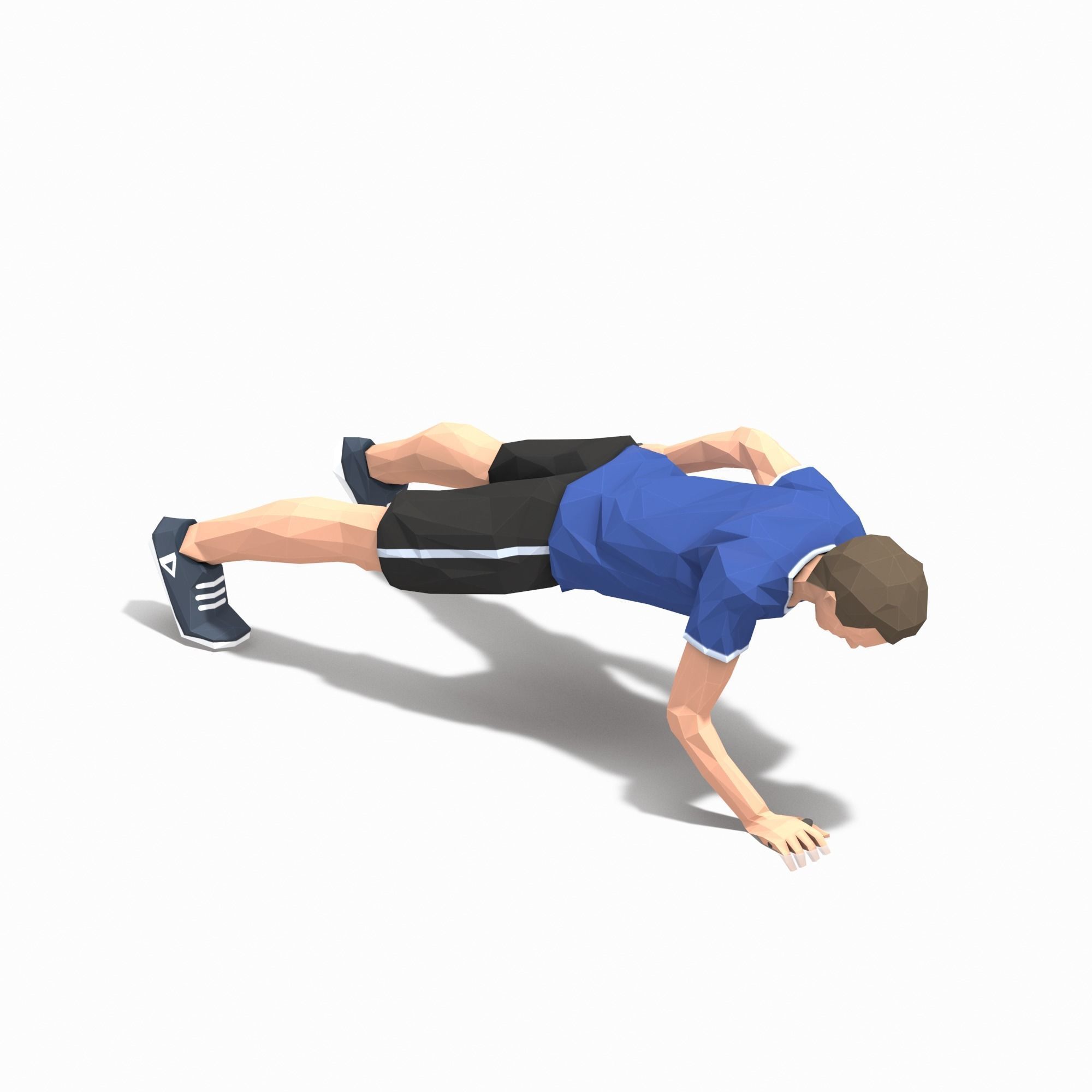 One Hand Pushups  Exercise Man Animation Low-poly 3D model_7