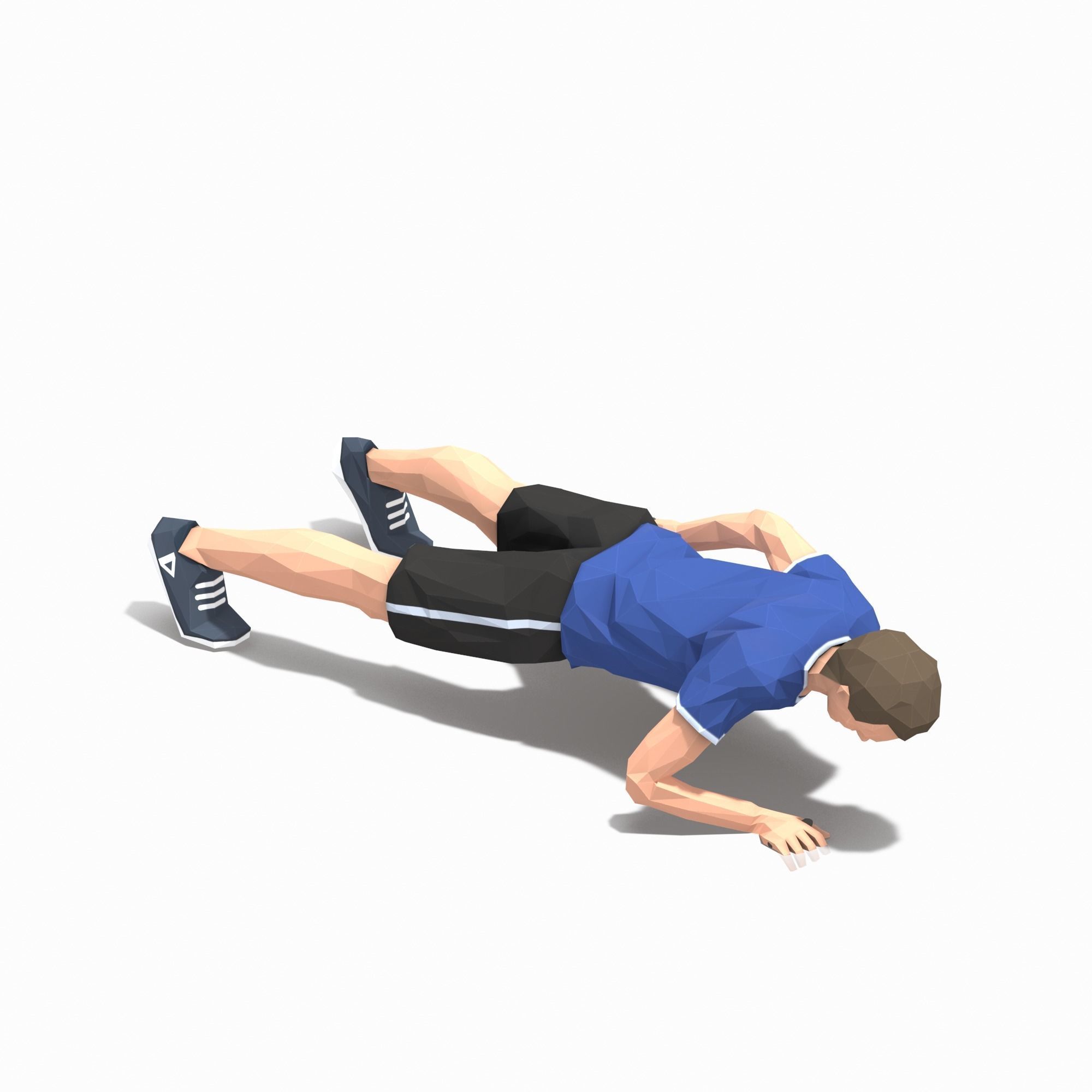 One Hand Pushups  Exercise Man Animation Low-poly 3D model_5