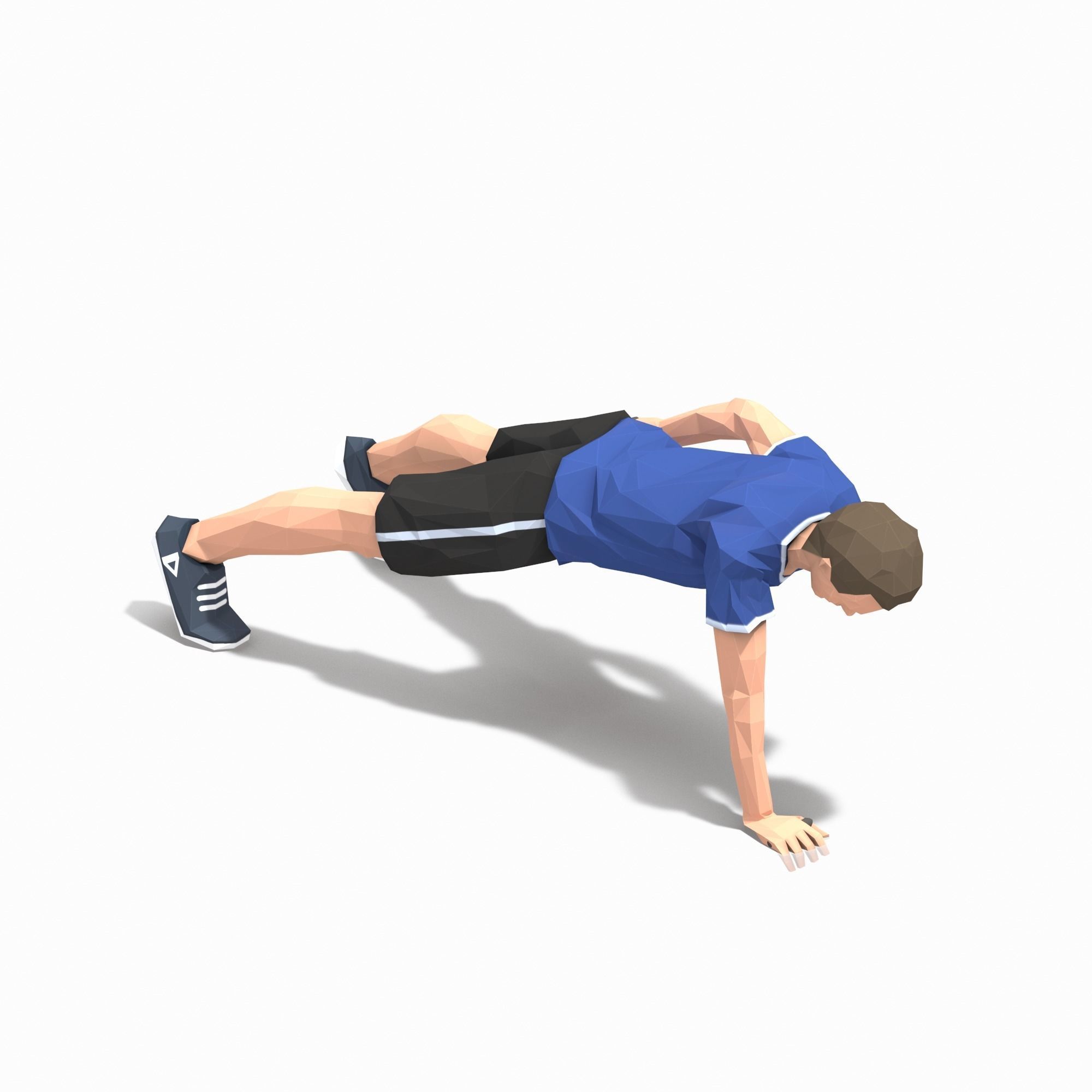 One Hand Pushups  Exercise Man Animation Low-poly 3D model_2