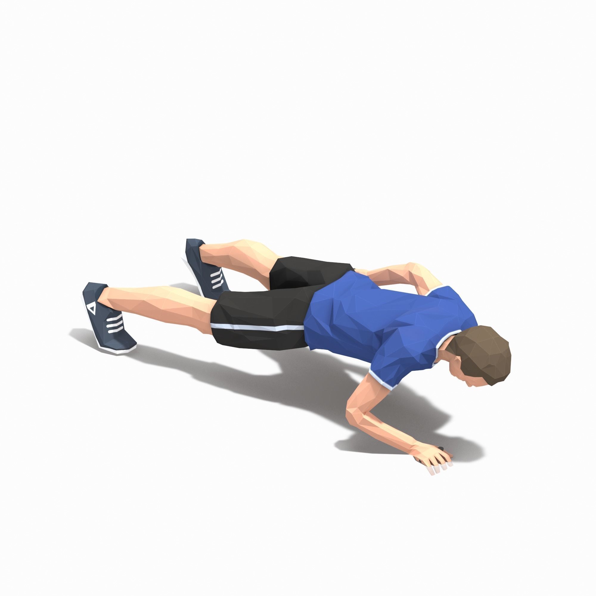 One Hand Pushups  Exercise Man Animation Low-poly 3D model_6