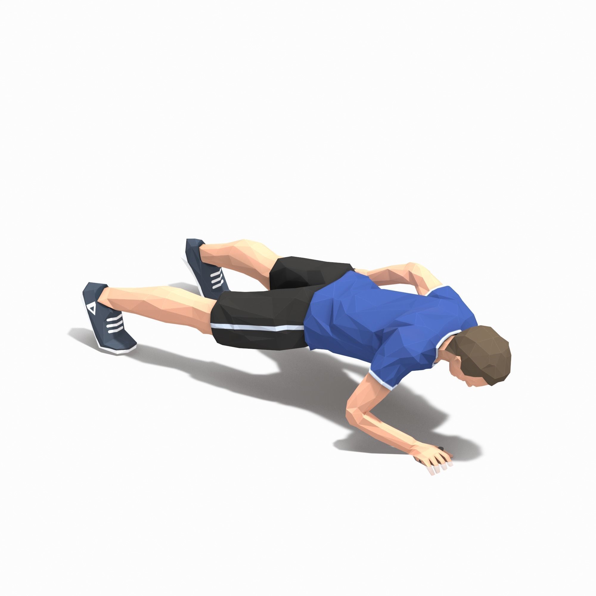 One Hand Pushups  Exercise Man Animation Low-poly 3D model_4