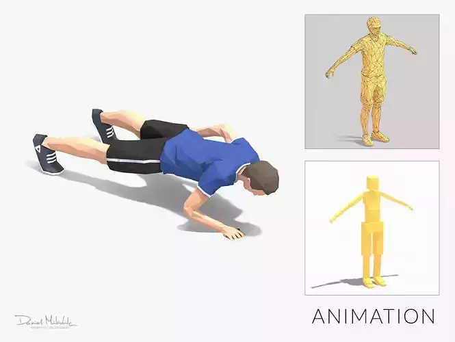 One Hand Pushups  Exercise Man Animation