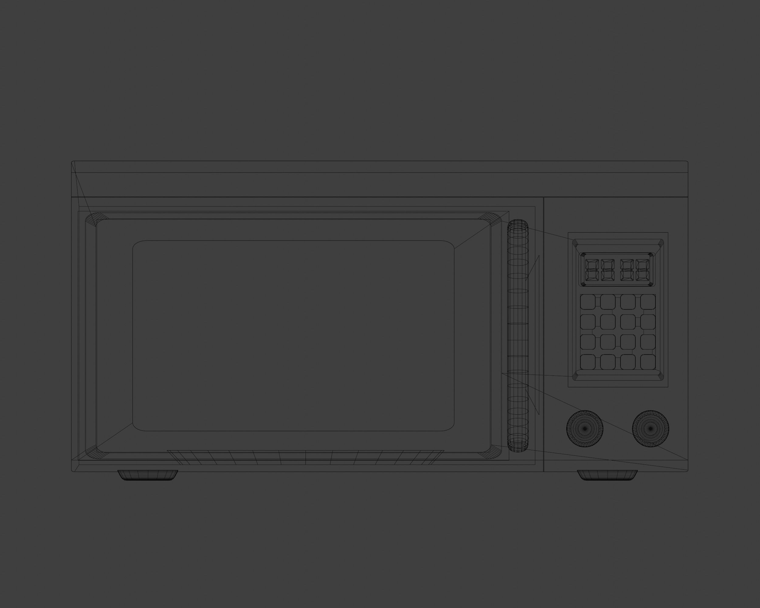 Simple microwave 3D low poly model  Low-poly 3D model_7