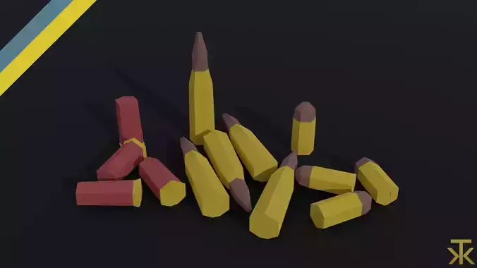 Cartoon ammo Polygonal Style Low-poly 3D model