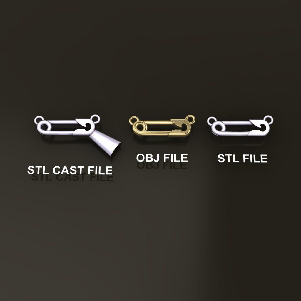 Safety Pin Pendant 15MM WIDTH LENGTH SMALL SIZE 3D print model_1