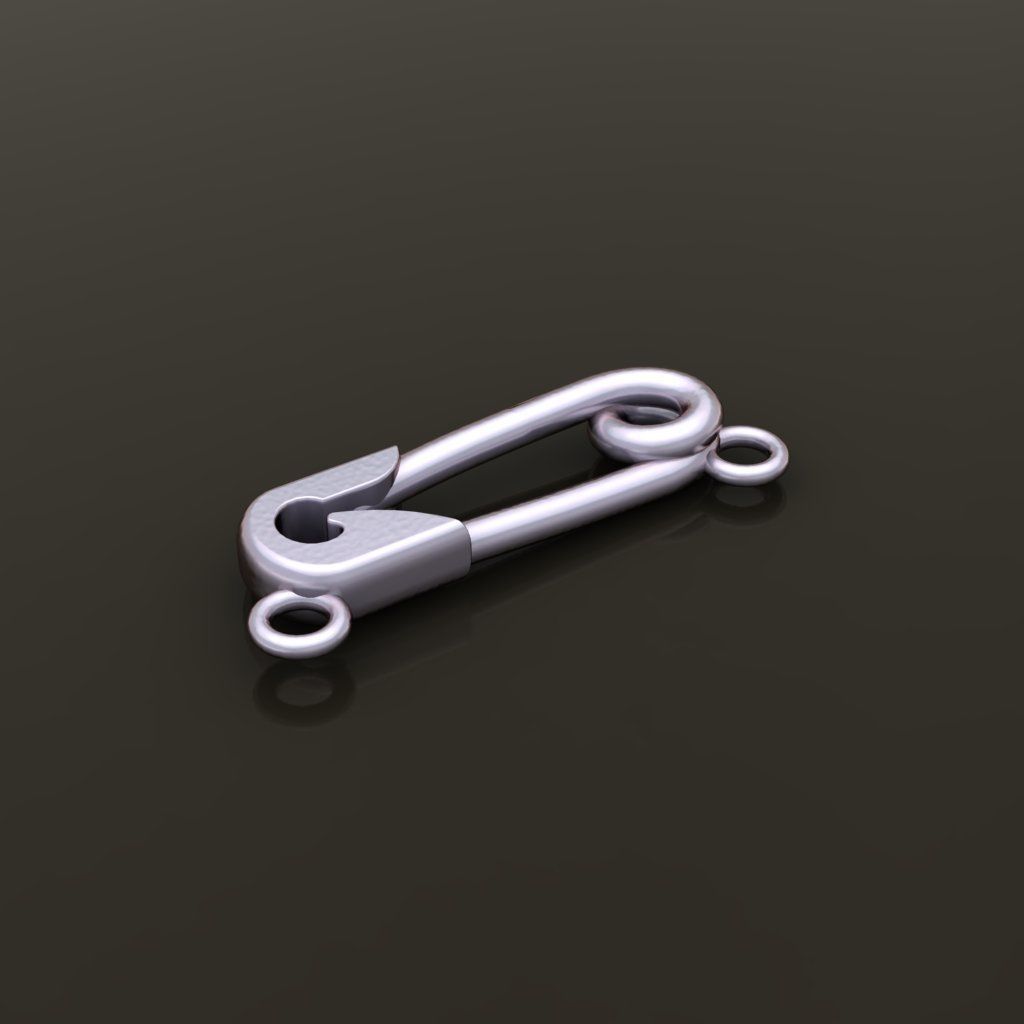 Safety Pin Pendant 15MM WIDTH LENGTH SMALL SIZE 3D print model_7
