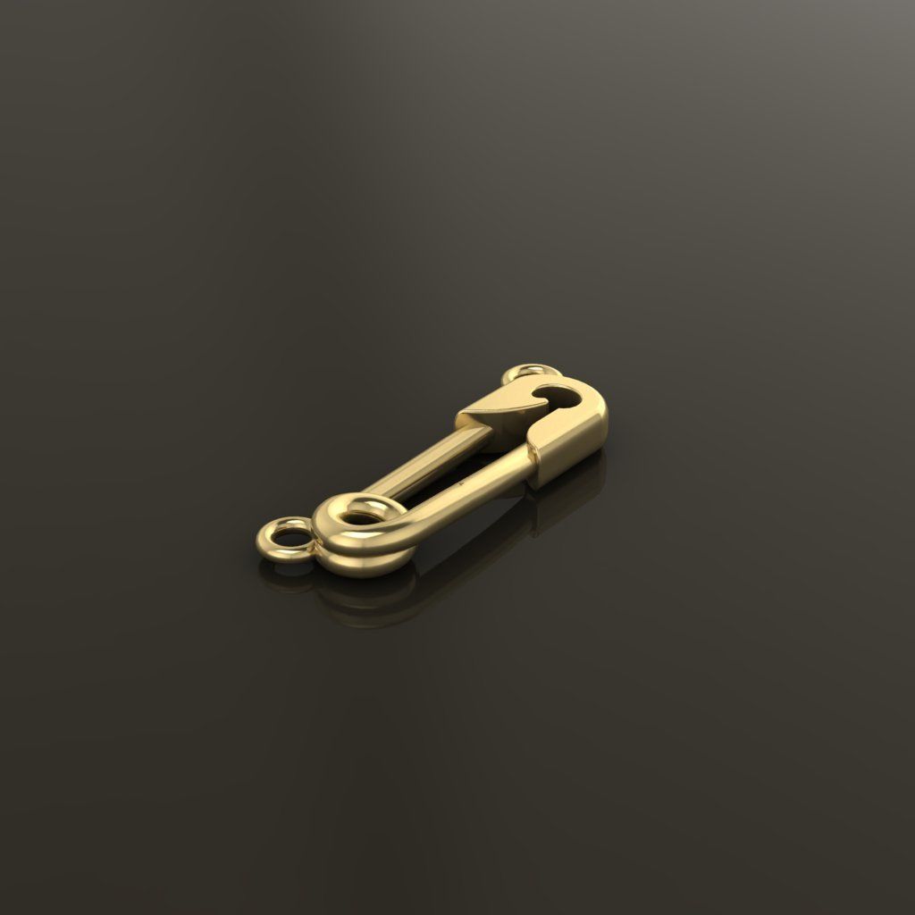 Safety Pin Pendant 15MM WIDTH LENGTH SMALL SIZE 3D print model_4