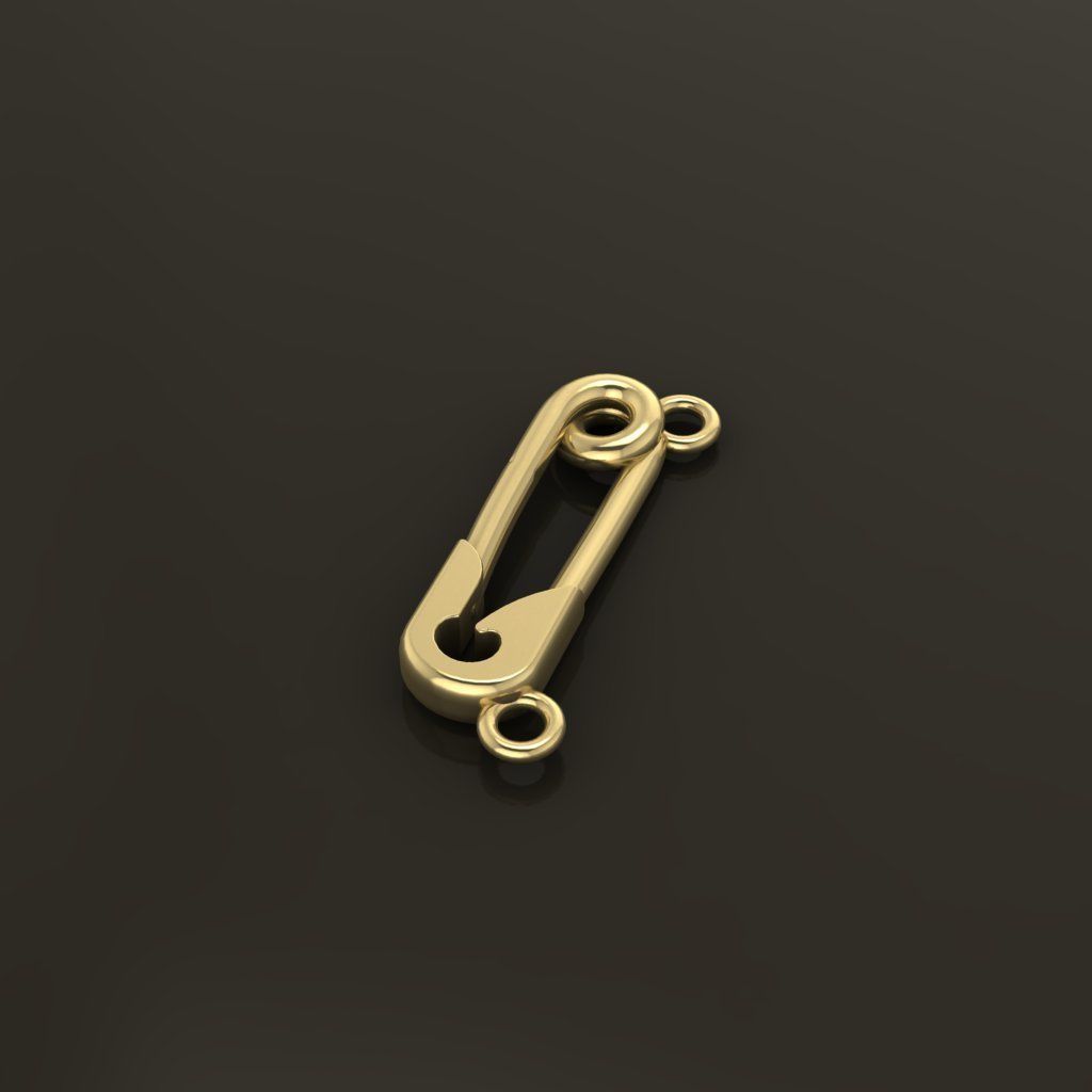 Safety Pin Pendant 15MM WIDTH LENGTH SMALL SIZE 3D print model_3