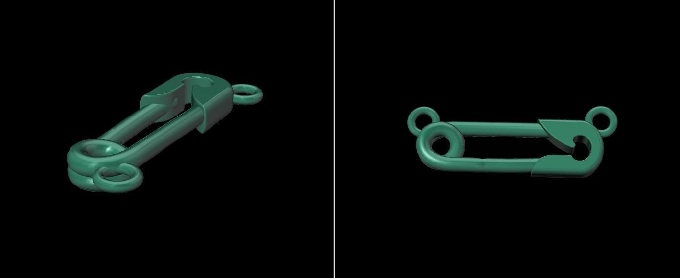Safety Pin Pendant 15MM WIDTH LENGTH SMALL SIZE 3D print model_12