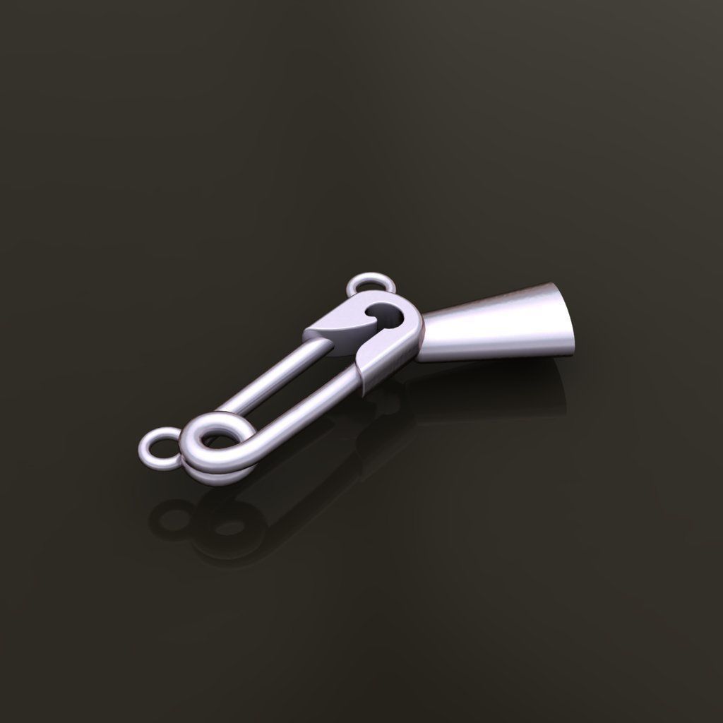 Safety Pin Pendant 15MM WIDTH LENGTH SMALL SIZE 3D print model_6