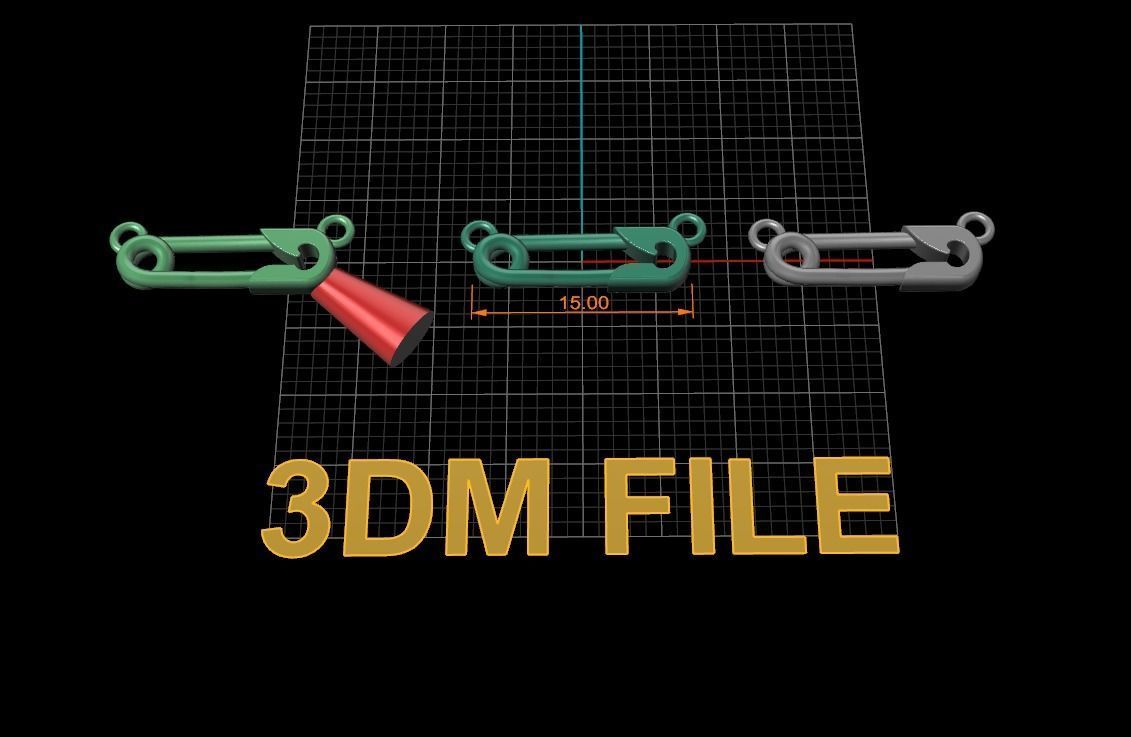 Safety Pin Pendant 15MM WIDTH LENGTH SMALL SIZE 3D print model_2