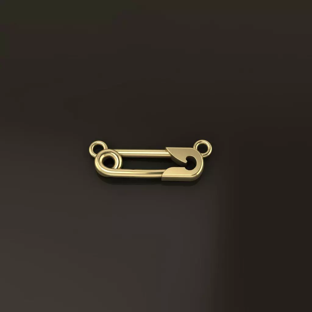 Safety Pin Pendant 15MM WIDTH LENGTH SMALL SIZE 3D print model_0