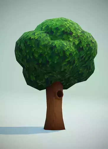 Cartoon Tree With Hollow 3D Model Low-poly 3D model