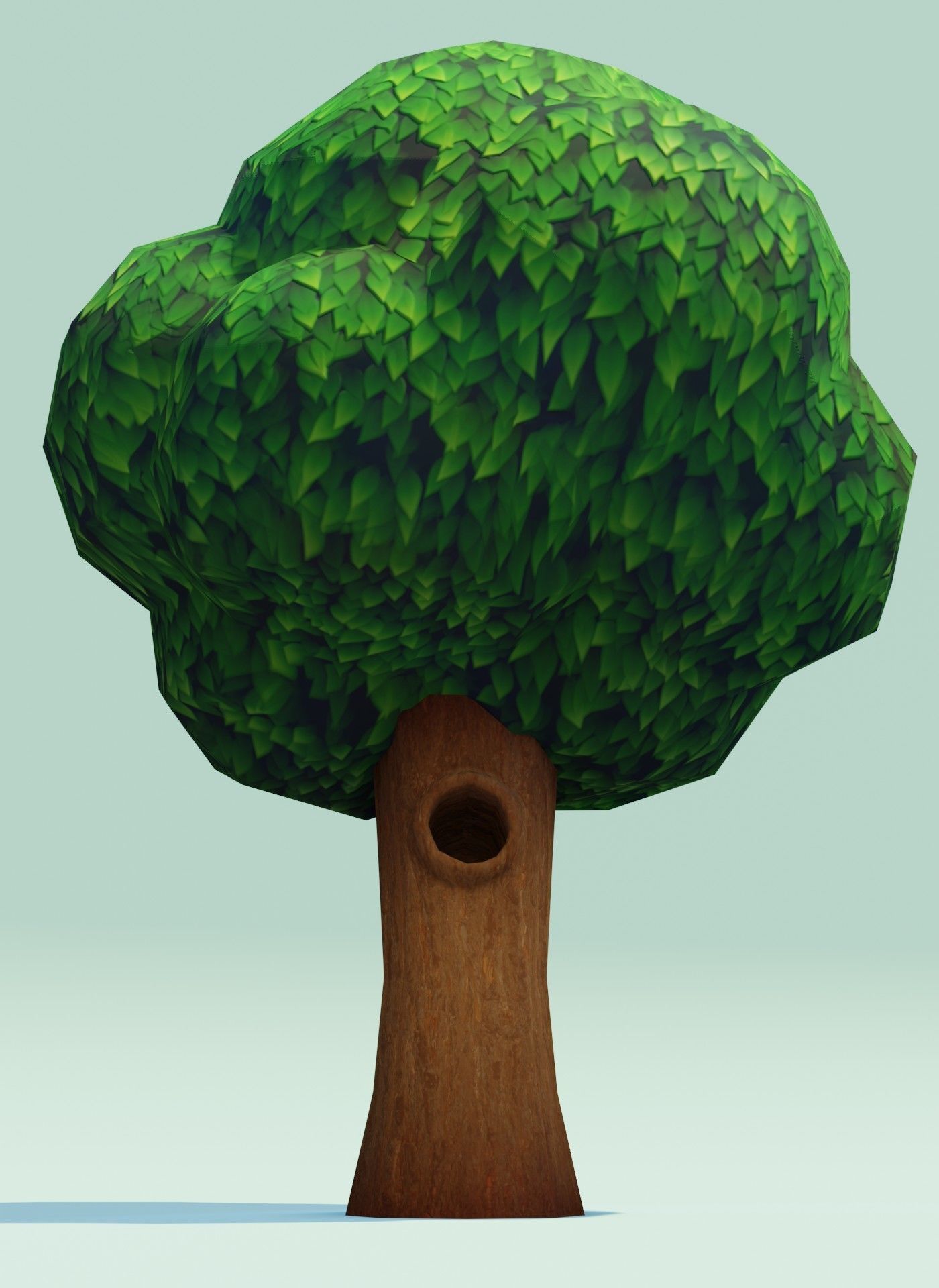 Cartoon Tree With Hollow 3D Model Low-poly 3D model_3