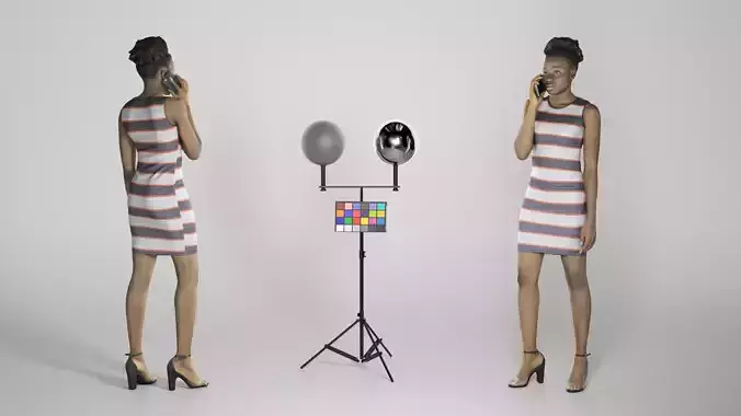 Beautiful woman in dress and heels with phone 271 Low-poly 3D model