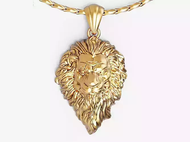 Lion pendant Silver Gold  Print