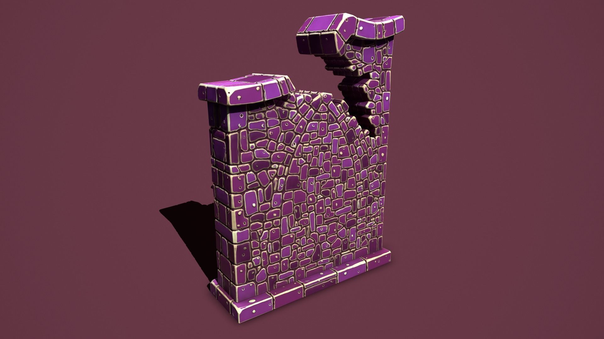 Fantasy wall 1 broken Low-poly 3D model_6