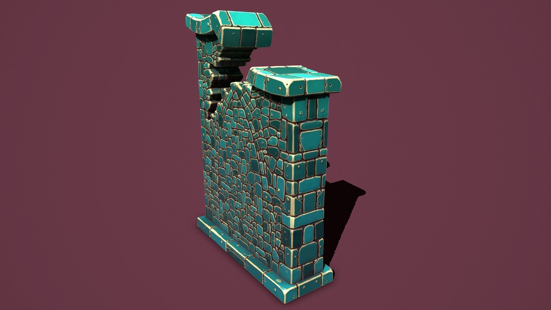 Fantasy wall 1 broken Low-poly 3D model_9
