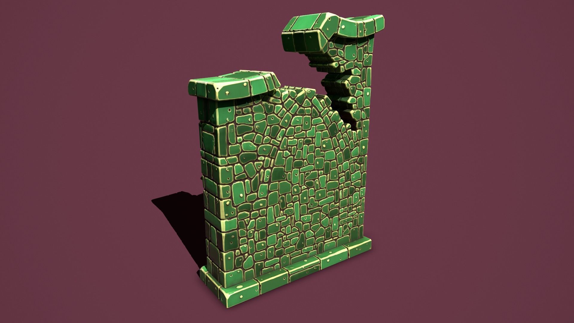 Fantasy wall 1 broken Low-poly 3D model_5