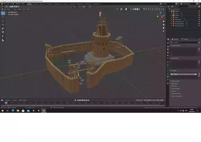 Log Fort Low-poly 3D model