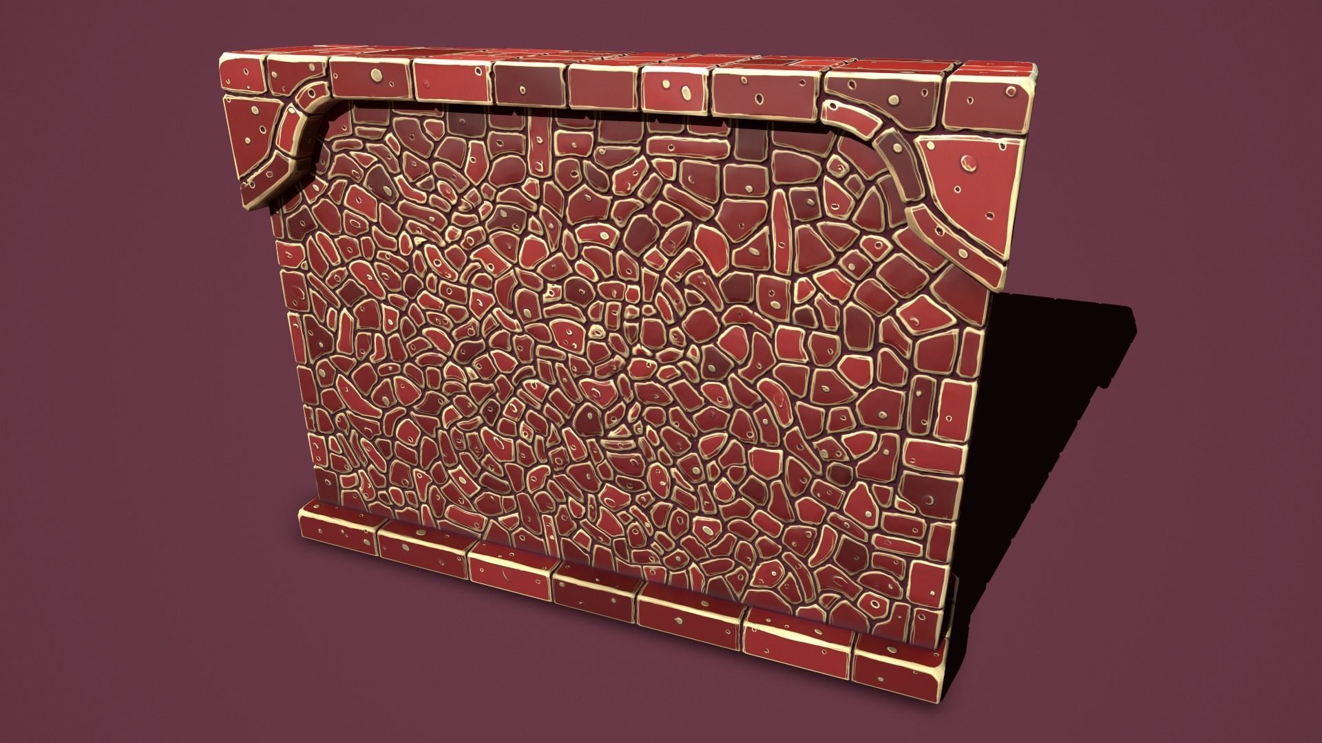 Fantasy wall 2 simple version Low-poly 3D model_3