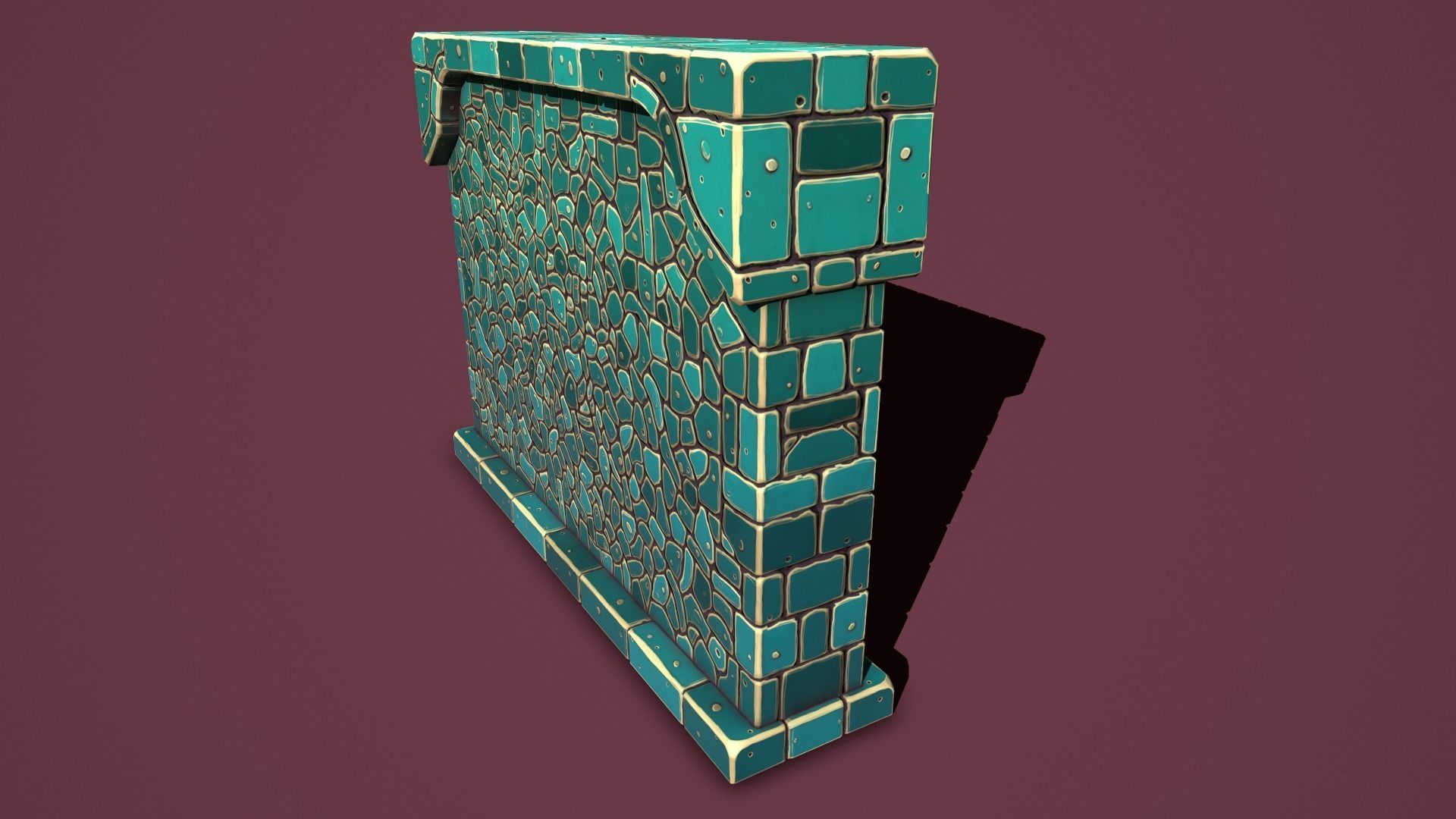 Fantasy wall 2 simple version Low-poly 3D model_9