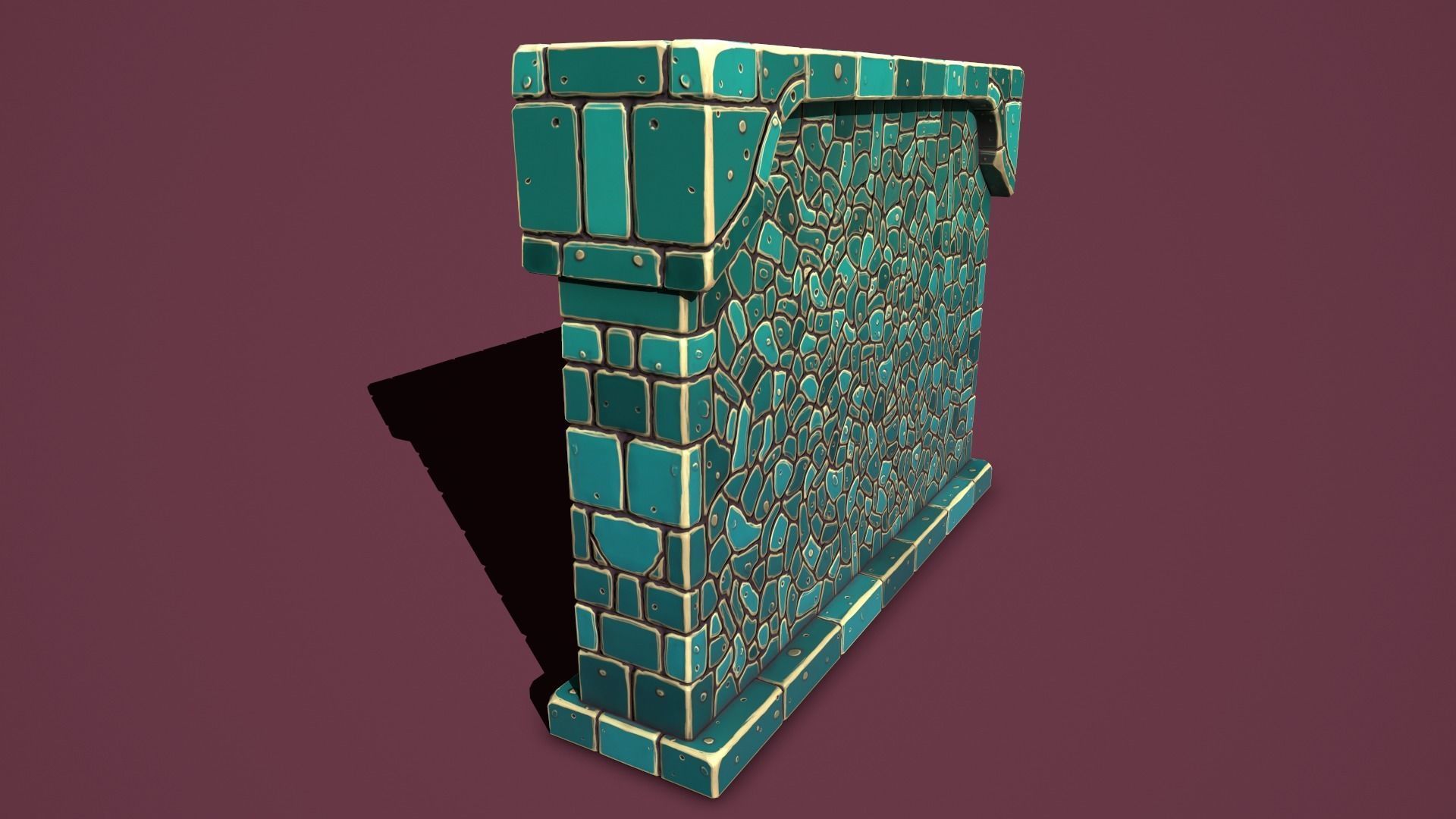 Fantasy wall 2 simple version Low-poly 3D model_11