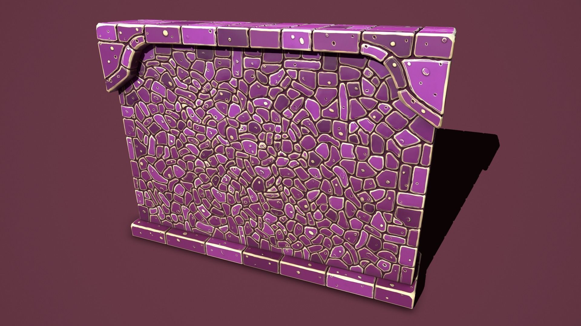 Fantasy wall 2 simple version Low-poly 3D model_6