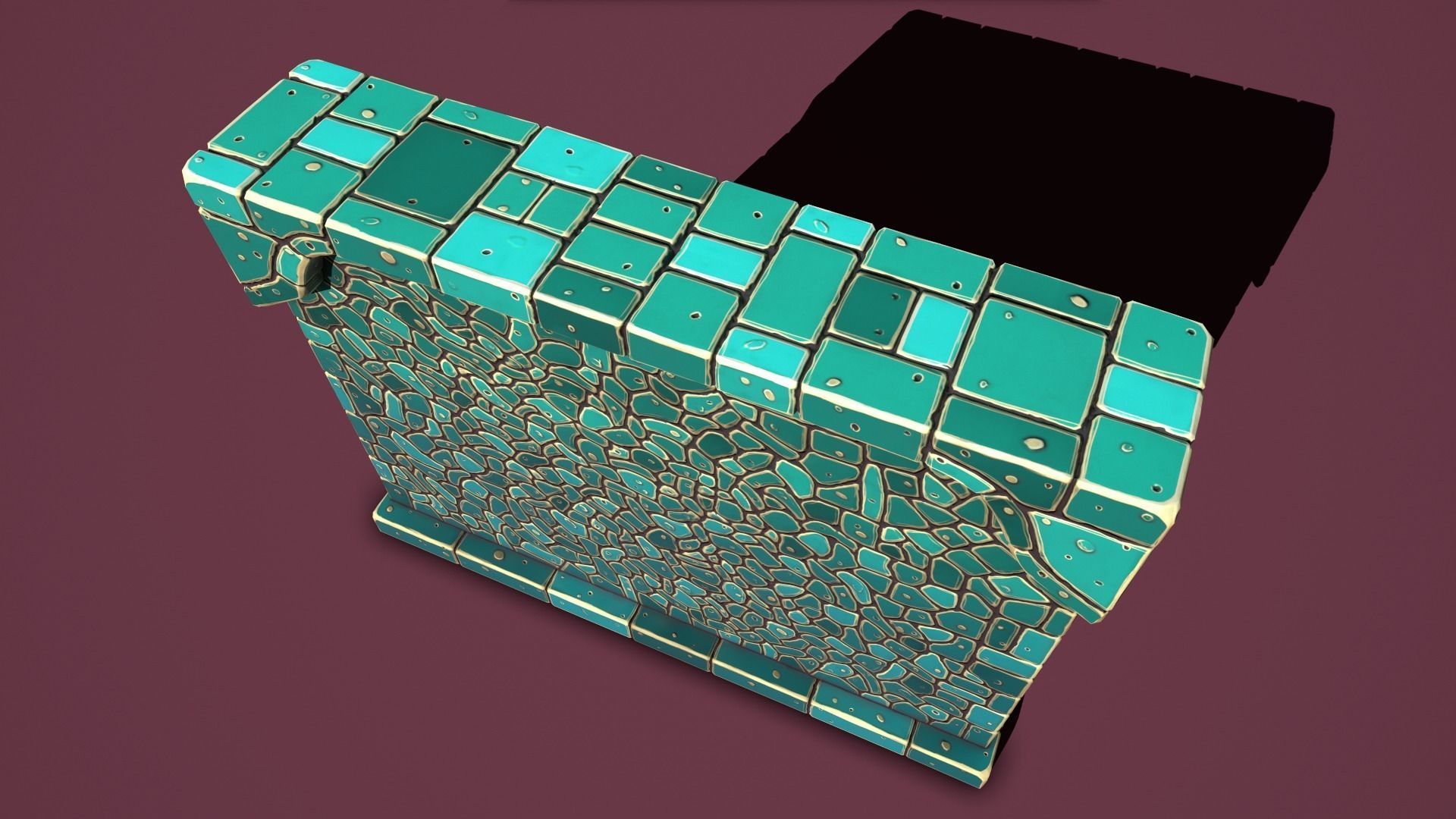 Fantasy wall 2 simple version Low-poly 3D model_8