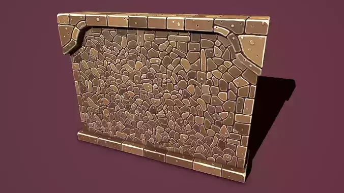 Fantasy wall 2 simple version Low-poly 3D model