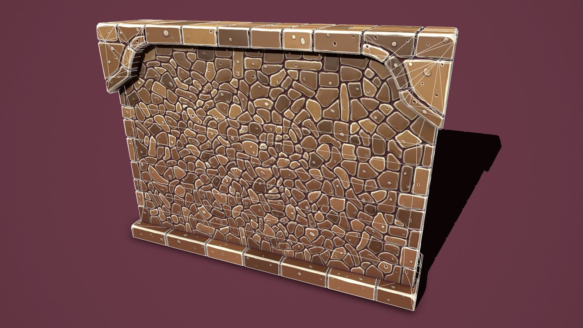 Fantasy wall 2 simple version Low-poly 3D model_1