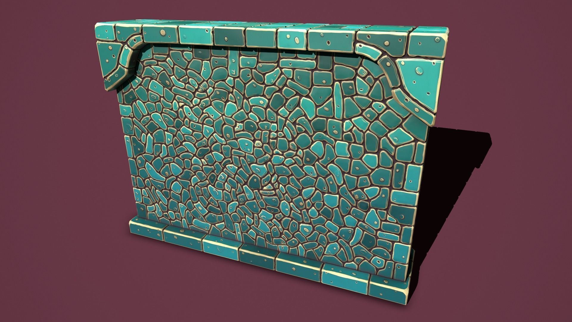 Fantasy wall 2 simple version Low-poly 3D model_2
