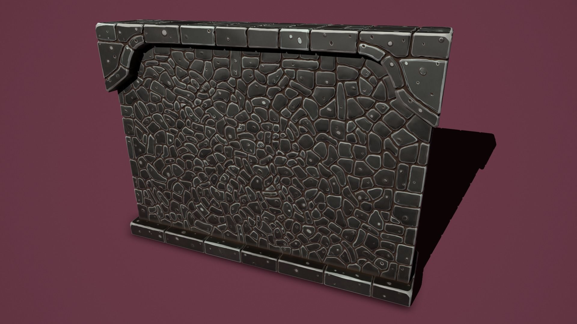 Fantasy wall 2 simple version Low-poly 3D model_7