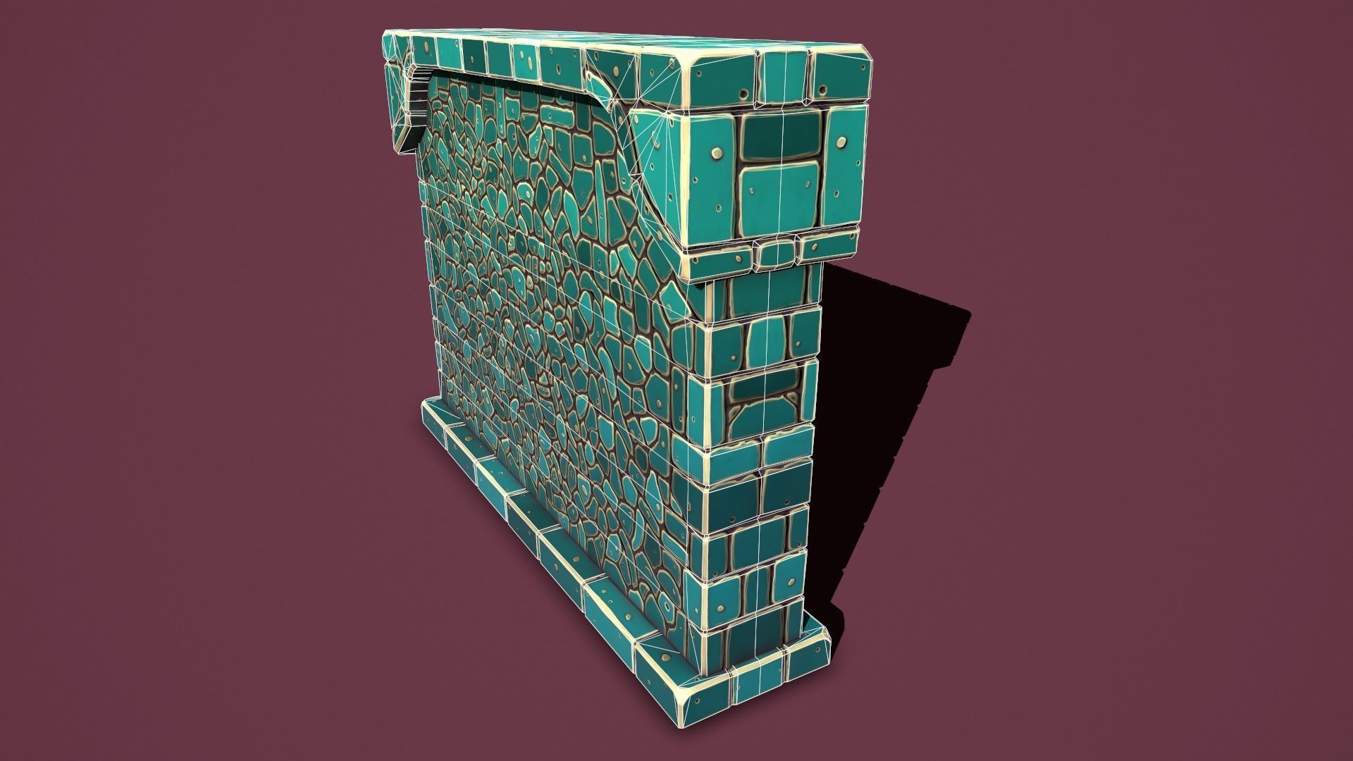 Fantasy wall 2 simple version Low-poly 3D model_10