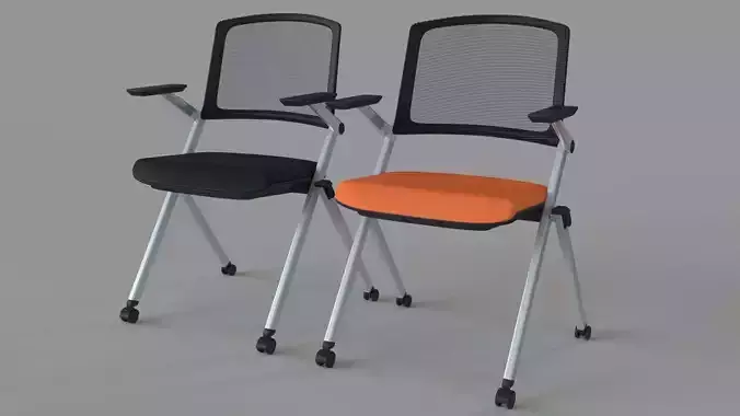 Reino Stacking Visitor Chair Gray And Orange 3D model