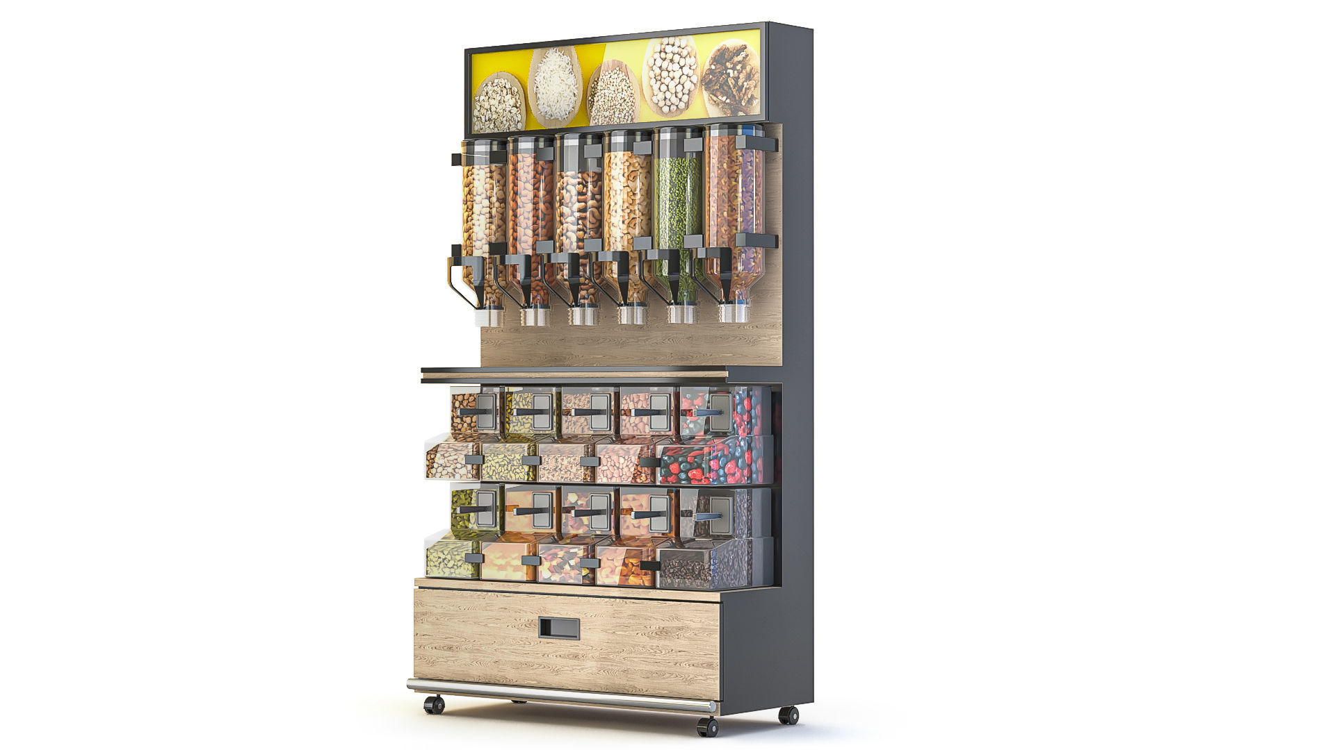 Rack with Dispensers for Bulk Products 3D model_3