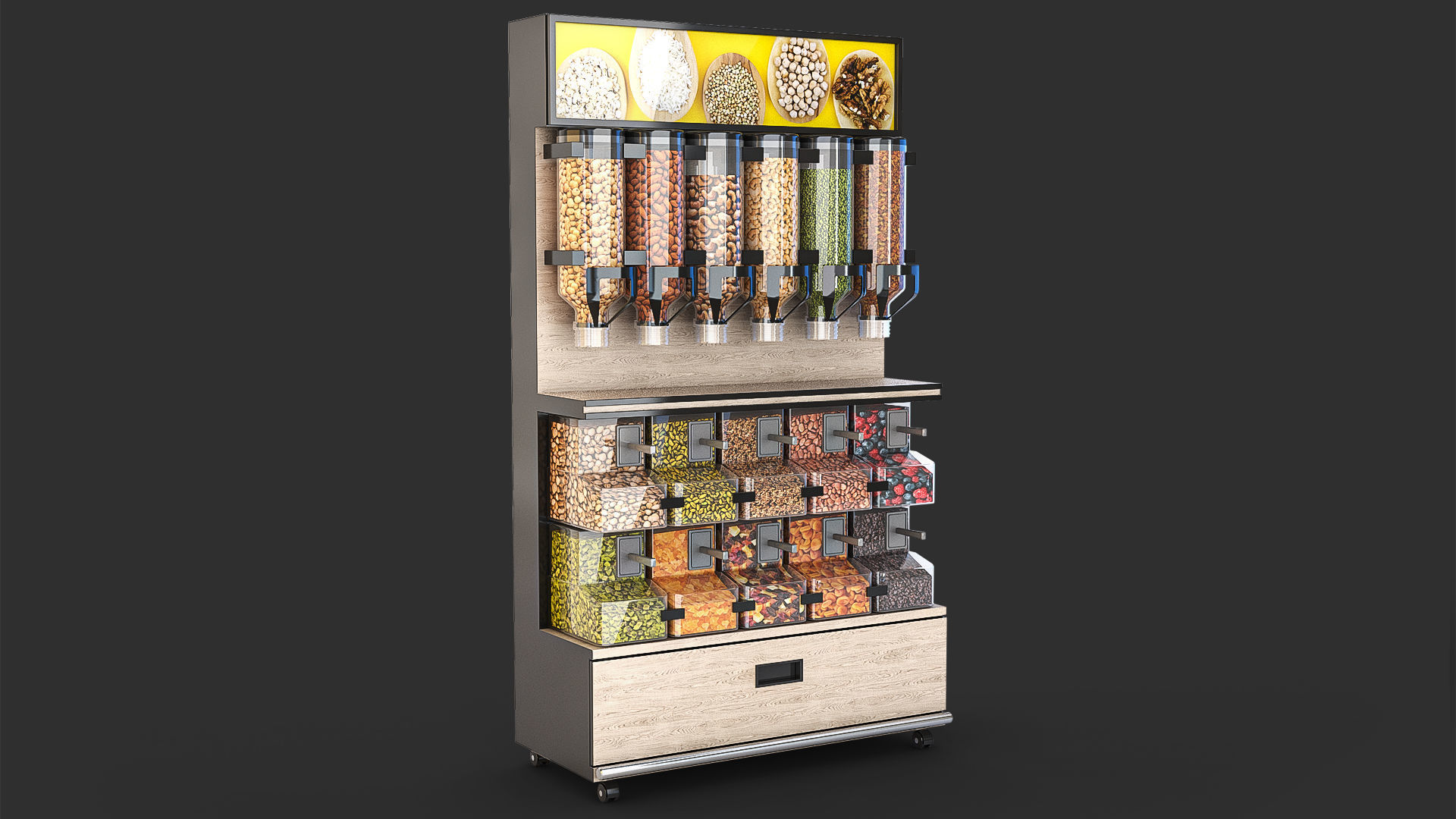 Rack with Dispensers for Bulk Products 3D model_1