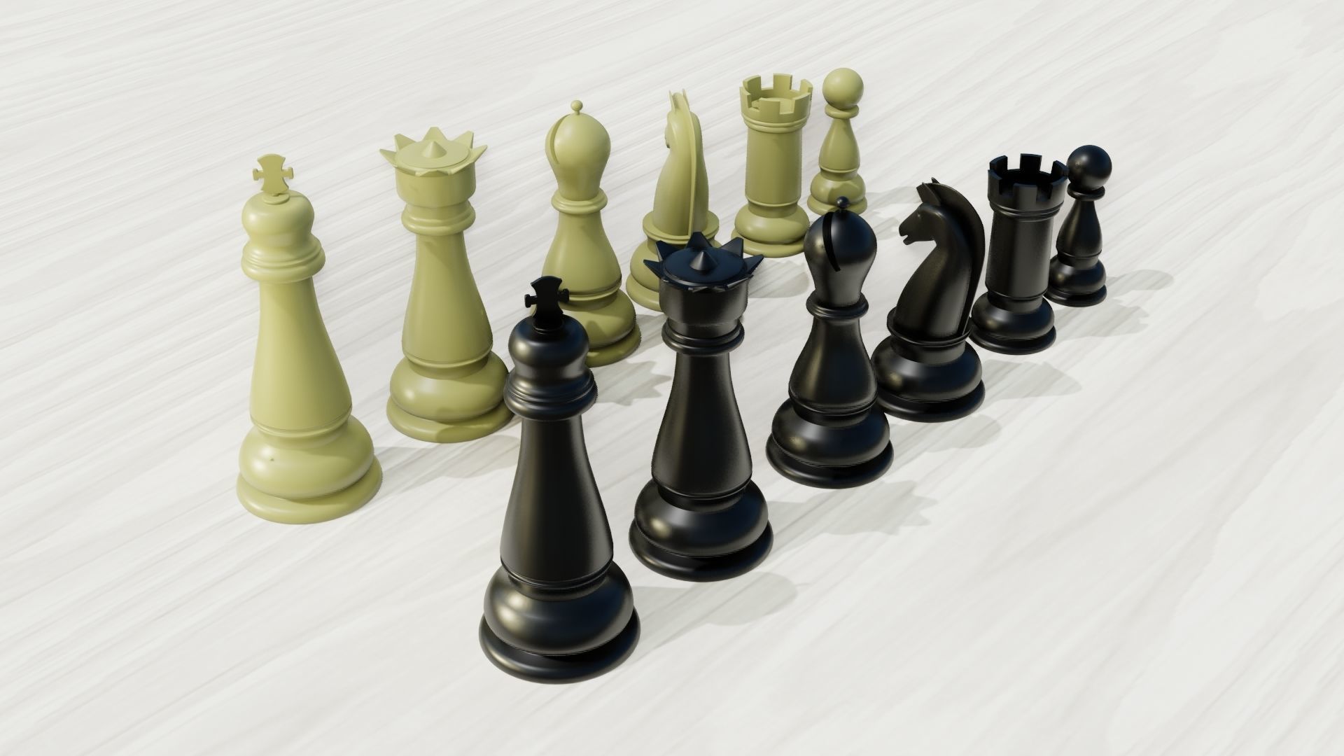 Plastic chess Set 3D model Low-poly 3D model_2