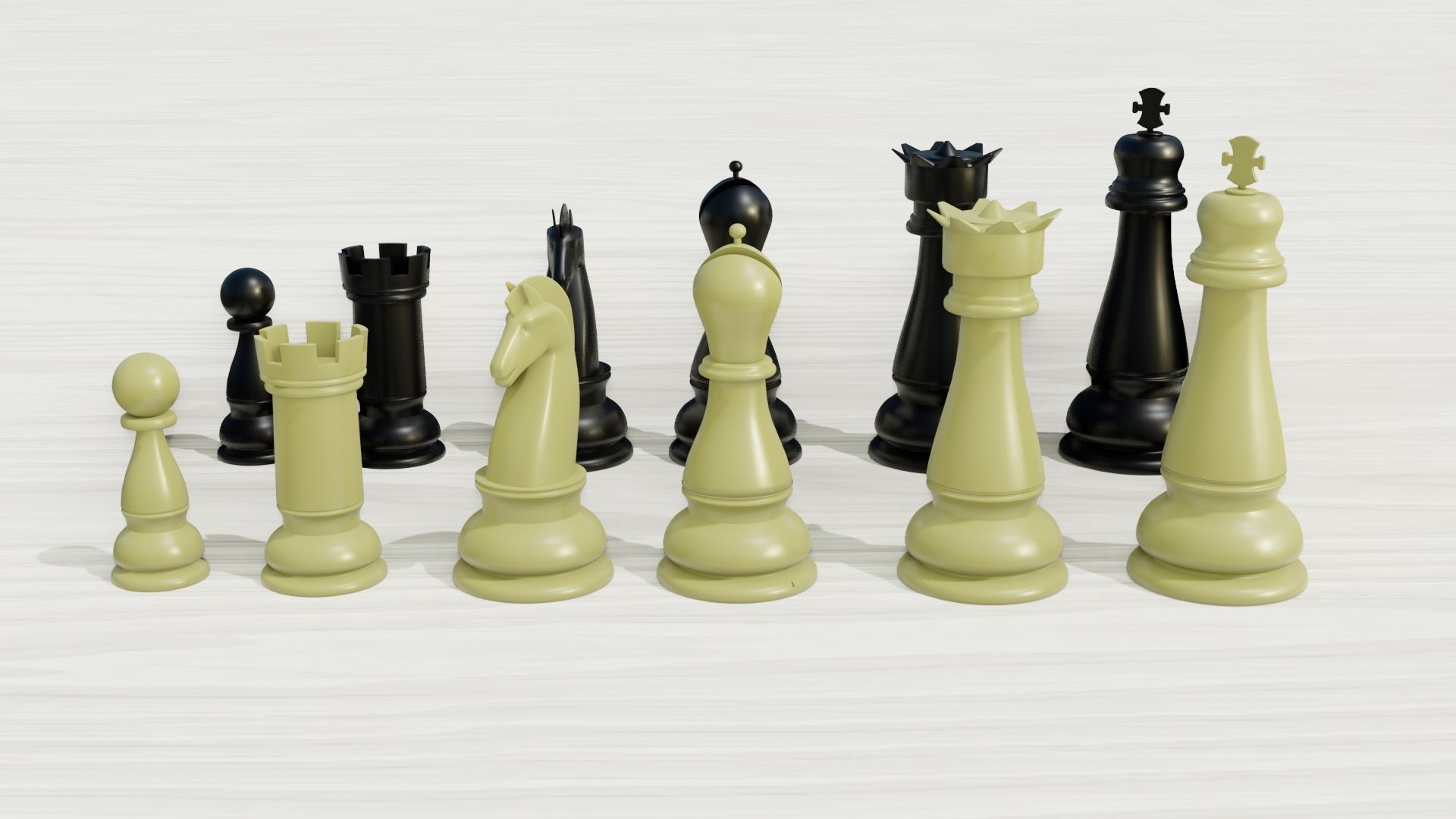 Plastic chess Set 3D model Low-poly 3D model_3